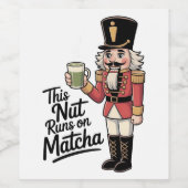 Deze noot loopt op Matcha Kerstman Notenkraker Wijn Etiket (Enkel label)