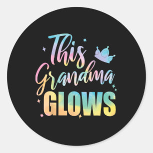 Deze oma gloeit kleurrijke jaren 80 90 gelukkige m ronde sticker