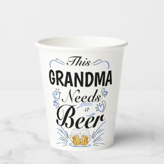 Deze oma heeft een biertje nodig, Grappige quote o Papieren Bekers