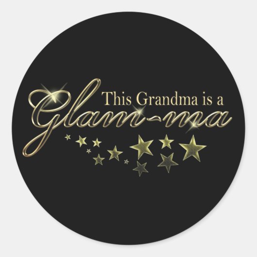 Deze oma is een Glam-ma Ronde Sticker (Voorkant)