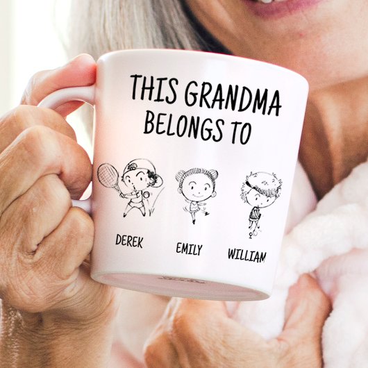 Deze oma is van 3 | Leuke hand geschilderd Kinder Koffiemok