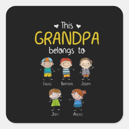 Deze opa behoort tot een Schattigee gepersonalisee Vierkante Sticker (Voorkant)
