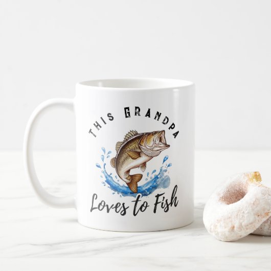 Deze opa houdt van Fish Bass Gevist Koffiemok (Met donut)