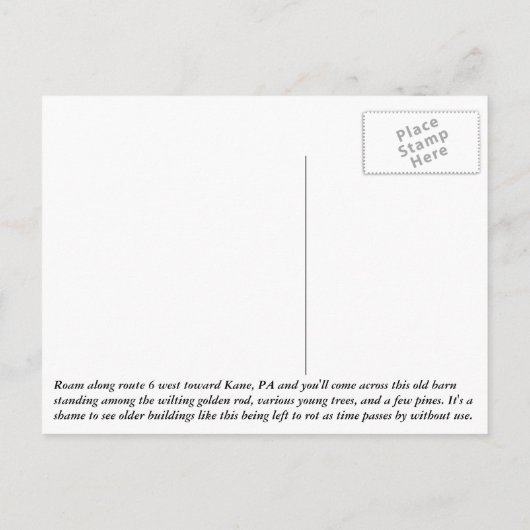 Deze oude Barn Briefkaart (Achterkant)