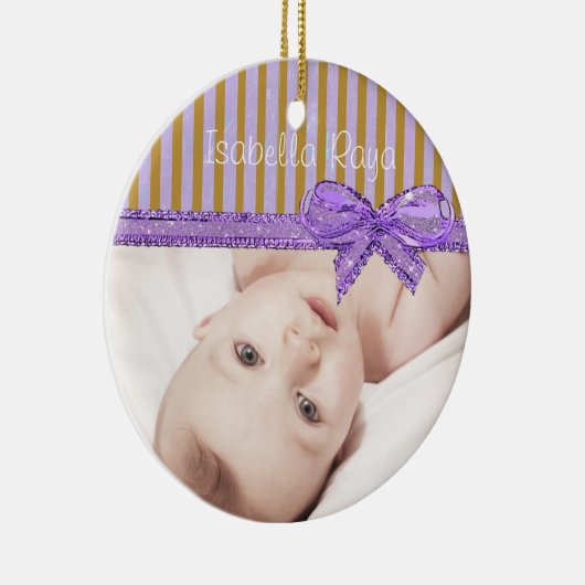 Deze Paarse en bruine fotoversiering personalisere Keramisch Ornament (Rechts)