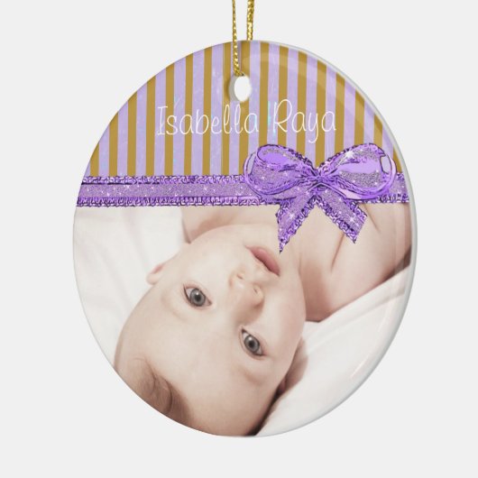 Deze Paarse en bruine fotoversiering personalisere Keramisch Ornament (Links)