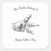 Deze papa behoort toe aan - cadeau met de namen va vierkante sticker (Voorkant)