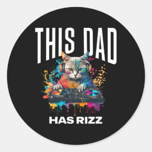 Deze Papa Heeft Rizz Koele Dj Kat Rizzler Vader Va Ronde Sticker