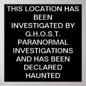 DEZE PLAATS IS ONDERZOCHT DOOR G.H.O.S.... POSTER (Voorkant)