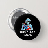 Deze Plaats Rocks Blauwe Alien met een Amerikaanse Ronde Button 5,7 Cm (Voorkant /achterkant)