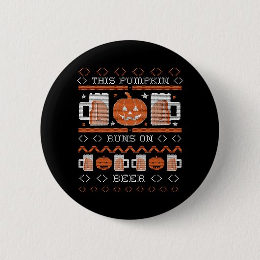 Deze pompoen lopen op biesgrappige, lelijke hallow ronde button 5,7 cm (Voorkant)