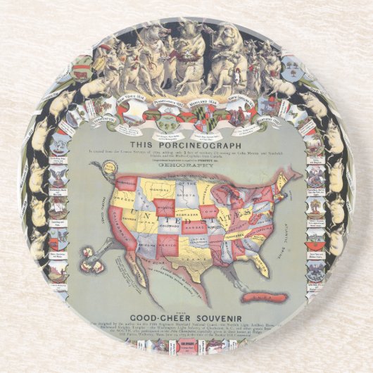 DEZE PORCINEOGRAPH, C1876 ZANDSTEEN ONDERZETTER (Voorkant)