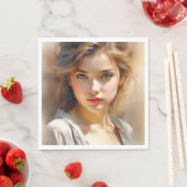 Deze potloodschets is van een vrouw die eruit ziet servet (Insitu)