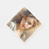 Deze potloodschets is van een vrouw die eruit ziet servet (Hoek)