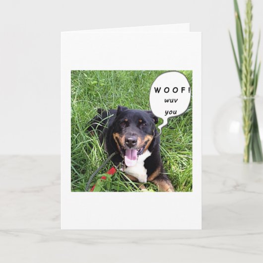 DEZE PRAATHOND ZEGT WOOF - WUV JOU-JARIG KAART (Voorkant)