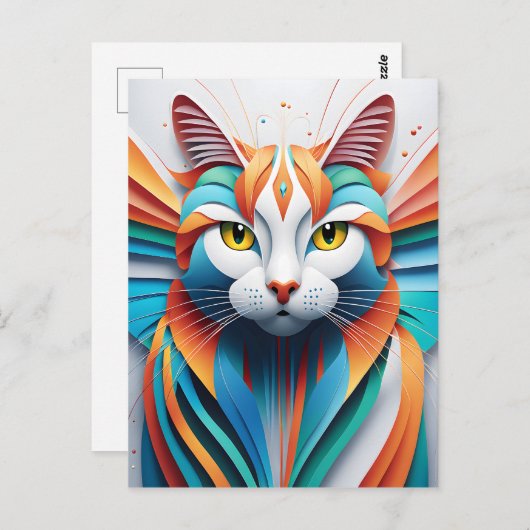 Deze prachtige kat vector kunst is de perfecte add briefkaart (Voorkant / Achterkant)