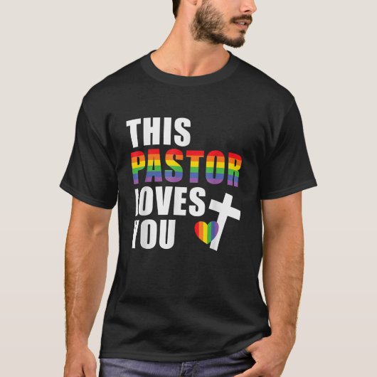 Deze predikant houdt van je LGBTQ Ally Religious L T-shirt (Voorkant)
