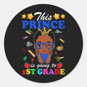 Deze prins gaat naar de 1e klas terug naar school ronde sticker