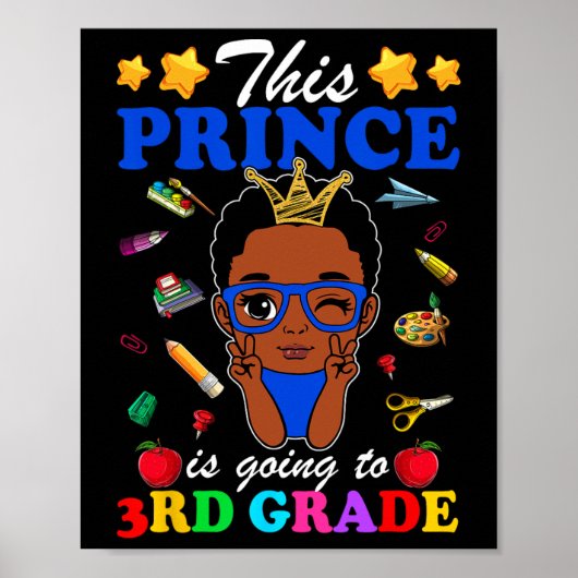 Deze prins gaat naar de 3e klas terug naar school poster (Voorkant)