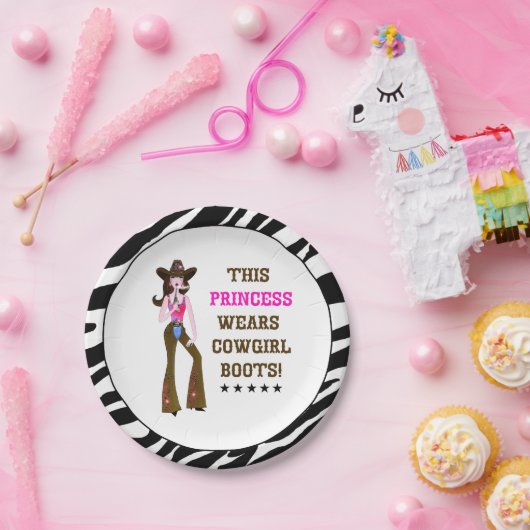 Deze prinses draagt Cowgirl Boots! Papieren Bordje (Feest)