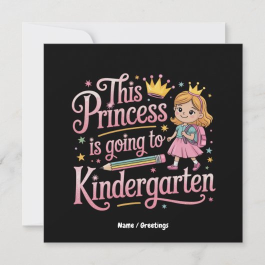 Deze prinses gaat naar de kleuterschool Schattige  Kaart (Voorkant)