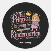 Deze prinses gaat naar de kleuterschool Schattige  Ronde Sticker (Voorkant)
