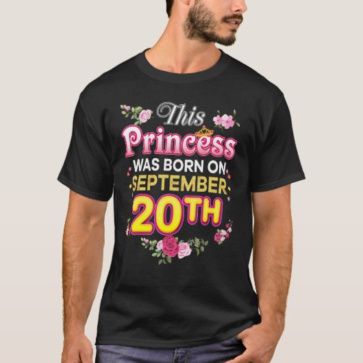 Deze prinses werd geboren op 20 september Happy T-shirt (Voorkant)