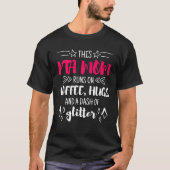 Deze PTA-mam loopt op hugs en Glitter Volunr T-shirt (Voorkant)