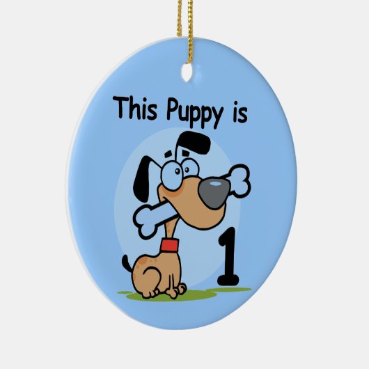 Deze puppy 1e verjaardag T shirten en cadeaus Keramisch Ornament (Rechts)