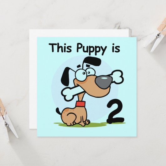 Deze Puppy 2e Verjaardag T shirten en Cadeaus Kaart (Voorkant / Achterkant in situ)