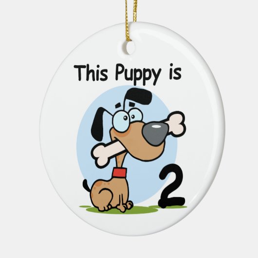 Deze Puppy 2e Verjaardag T shirten en Cadeaus Keramisch Ornament (Links)