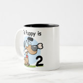 Deze Puppy 2e Verjaardag T shirten en Cadeaus Tweekleurige Koffiemok (Voorkant links)