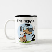 Deze Puppy 2e Verjaardag T shirten en Cadeaus Tweekleurige Koffiemok (Links)