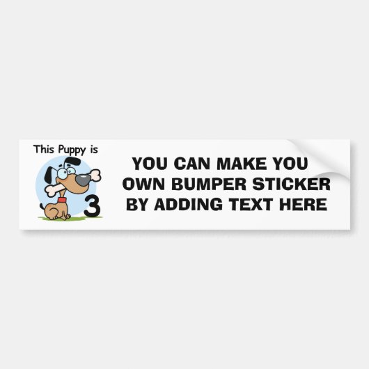 Deze Puppy 3e Verjaardag T-shirts en geschenken Bumpersticker (Voorkant)