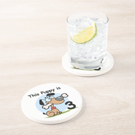Deze Puppy 3e Verjaardag T-shirts en geschenken Zandsteen Onderzetter (Zijkant)