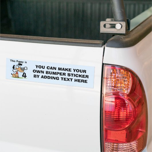 Deze Puppy 4e Verjaardag Tshirts en geschenken Bumpersticker (Op Truck)