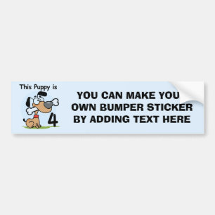 Deze Puppy 4e Verjaardag Tshirts en geschenken Bumpersticker