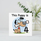 Deze Puppy 4e Verjaardag Tshirts en geschenken Kaart (Staand voorkant)