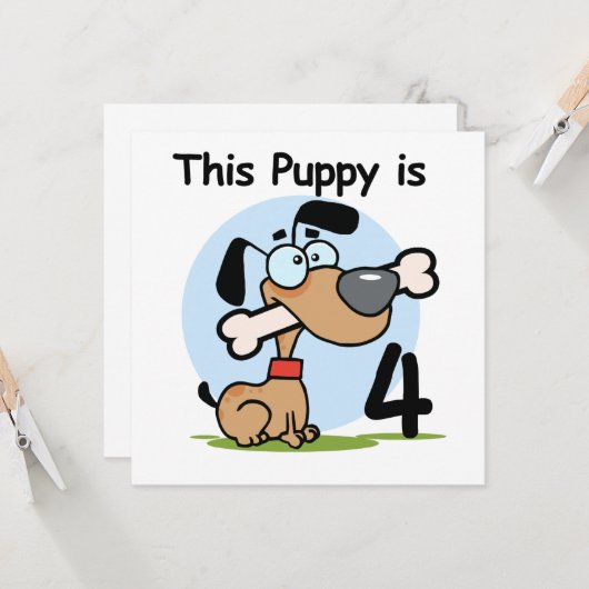 Deze Puppy 4e Verjaardag Tshirts en geschenken Kaart (Voorkant / Achterkant in situ)