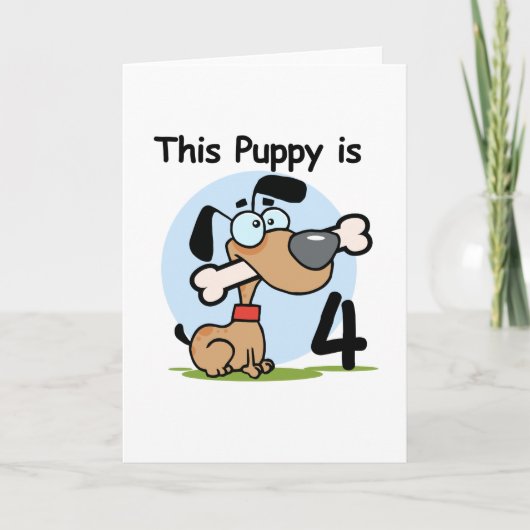 Deze Puppy 4e Verjaardag Tshirts en geschenken Kaart (Voorkant)