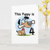 Deze Puppy 4e Verjaardag Tshirts en geschenken Kaart (Gele Bloem)
