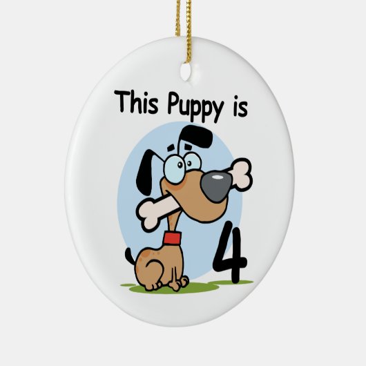 Deze Puppy 4e Verjaardag Tshirts en geschenken Keramisch Ornament (Rechts)