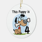 Deze Puppy 4e Verjaardag Tshirts en geschenken Keramisch Ornament (Links)