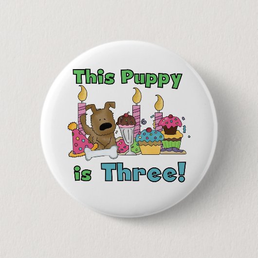 Deze puppy is drie T-shirts en geschenken Ronde Button 5,7 Cm (Voorkant)
