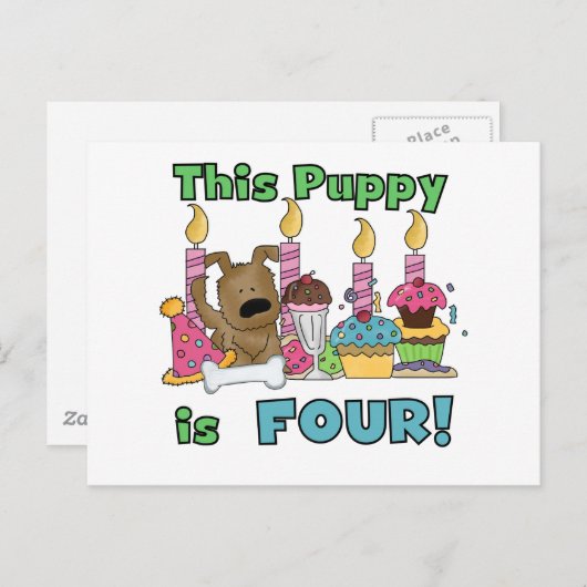 Deze puppy is vier T-shirts en geschenken Briefkaart (Voorkant / Achterkant)