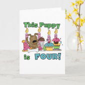 Deze puppy is vier T-shirts en geschenken Kaart (Gele Bloem)