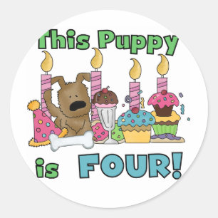 Deze puppy is vier T-shirts en geschenken Ronde Sticker