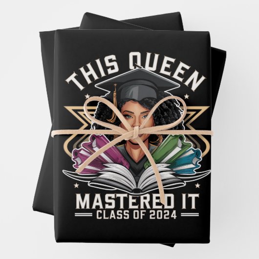 Deze Queen Meesterde het Klasse van 2024 Afstudere Inpakpapier Vel (In situ)
