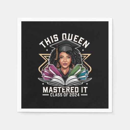 Deze Queen Meesterde het Klasse van 2024 Afstudere Servet (Voorkant)