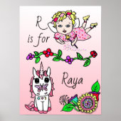 Deze  Red Fairy en Unicorn hebben een persoonlijk  Poster (Voorkant)